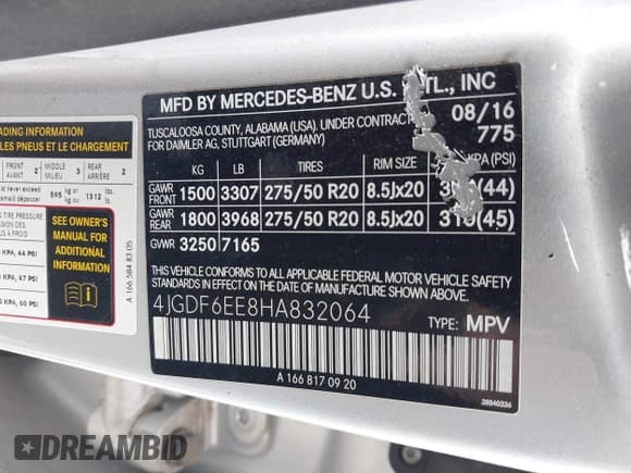 ✅ 2017 Mercedes-Benz GLS 450 • VIN: 4JGDF6EE8HA832064 • Lot: 42016947. Listed on IAAI with 141,574 mi. Free auction sales archive from the USA and detailed vehicle history report at DreamBid. Image 9.