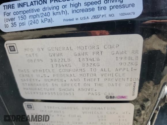 ✅ 1996 Chevrolet Corvette • VIN: 1G1YY32P3T5100651 • Lot: 86460895. Listed on Copart with Not provided. Free auction sales archive from the USA and detailed vehicle history report at DreamBid. Image 12.