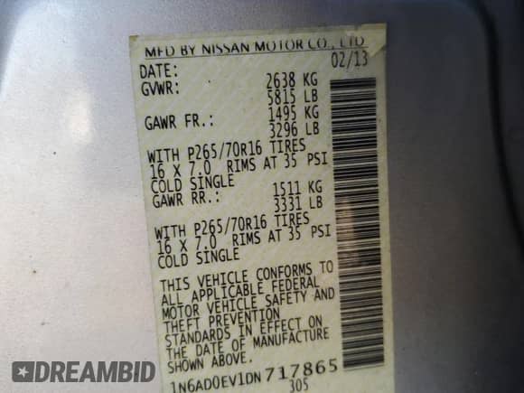 2013 Nissan Frontier SV z VIN 1N6AD0EV1DN717865, wystawiony jako Copart lot #90035175 z przebiegiem 201 730 mil mil oraz Czysty tytuł • Clean title. Historia ofert i sprzedaży dostępna na DreamBid. Obrazek 12.