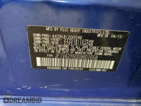 ✅ 2016 Subaru WRX STI Limited • VIN: JF1VA2Y60G9801658 • Lot: 53903685. Wystawiony na Copart z przebiegiem 59 863 mil. Bezpłatny archiwum sprzedaży aukcyjnych z USA i szczegółowy raport historii pojazdu na DreamBid. Zdjęcie 12.