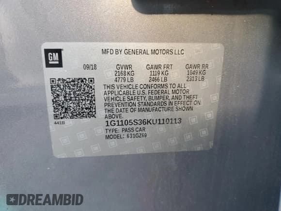 ✅ 2019 Chevrolet Impala Premier • VIN: 1G1105S36KU110113 • Lot: 90852735. Wystawiony na Copart z przebiegiem 142 933 mil. Bezpłatny archiwum sprzedaży aukcyjnych z USA i szczegółowy raport historii pojazdu na DreamBid. Zdjęcie 12.