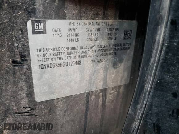 2016 Chevrolet Volt Premier с VIN 1G1RD6S56GU126463, выставлен на аукционе Copart как лот 44707043 с пробегом 99 977 миль миль и . История ставок и продаж доступна на DreamBid. Изображение 12.