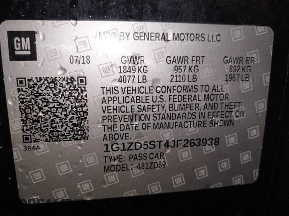 2018 Chevrolet Malibu LT z VIN 1G1ZD5ST4JF263938, wystawiony jako IAAI lot #43378625 z przebiegiem 90 540 mil mil oraz . Historia ofert i sprzedaży dostępna na DreamBid. Obrazek 9.