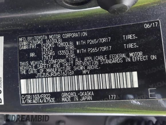 ✅ 2017 Toyota 4Runner SR5 • VIN: JTEZU5JR3H5162169 • Lot: 43570996. Wystawiony na IAAI z przebiegiem 76 443 mil. Bezpłatny archiwum sprzedaży aukcyjnych z USA i szczegółowy raport historii pojazdu na DreamBid. Zdjęcie 9.