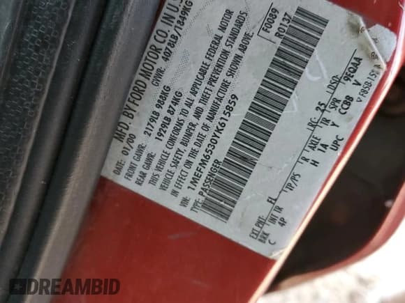 ✅ 2000 Mercury Mystique GS • VIN: 1MEFM6530YK615859 • Lot: 59704875. Wystawiony na Copart z przebiegiem 259 272 mil. Bezpłatny archiwum sprzedaży aukcyjnych z USA i szczegółowy raport historii pojazdu na DreamBid. Zdjęcie 13.