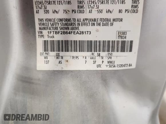 ✅ 2015 Ford F-250 XLT • VIN: 1FTBF2B64FEA28173 • Lot: 80848045. Wystawiony na Copart z przebiegiem 190 673 mil. Bezpłatny archiwum sprzedaży aukcyjnych z USA i szczegółowy raport historii pojazdu na DreamBid. Zdjęcie 12.