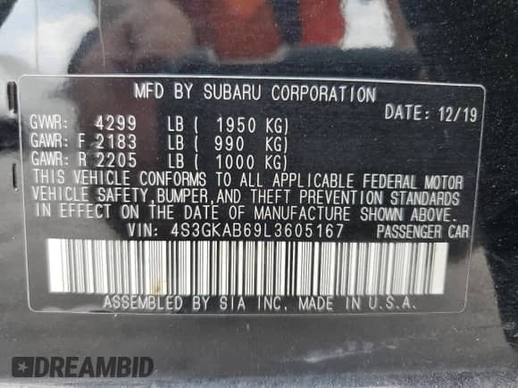 2020 Subaru Impreza with VIN 4S3GKAB69L3605167, listed as a Copart auction lot 81381745 with 106,369 mi miles and Clean title. Bid and sale history available at DreamBid. Image 12.
