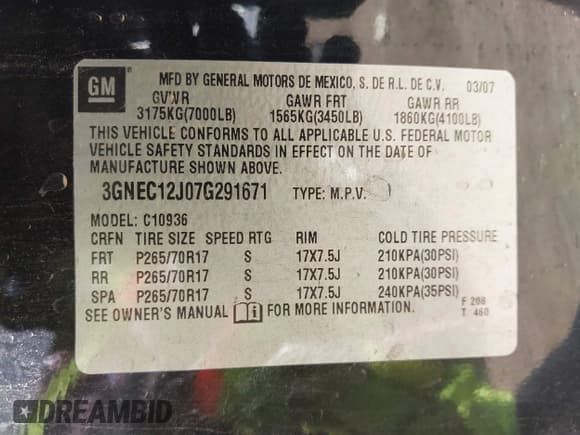 ✅ 2007 Chevrolet Avalanche LTZ • VIN: 3GNEC12J07G291671 • Lot: 41873038. Listed on IAAI with 376,123 mi. Free auction sales archive from the USA and detailed vehicle history report at DreamBid. Image 9.