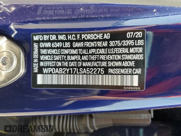 ✅ 2020 Porsche Taycan 4S • VIN: WP0AB2Y17LSA52275 • Лот: 54324343. Опубликован ранее на Copart с пробегом 28 520 миль. Бесплатный доступ к архиву аукционных продаж из США и подробный отчёт об истории автомобиля на DreamBid. Изображение 13.