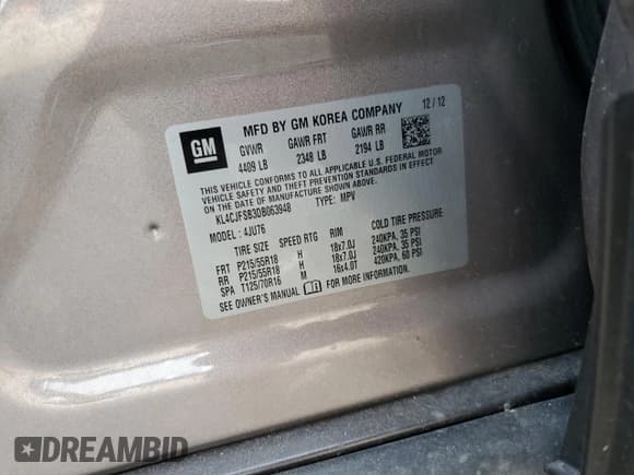 ✅ 2013 Buick Encore Convenience • VIN: KL4CJFSB3DB063948 • Лот: 67794355. Опубликован ранее на Copart с пробегом 121 762 миль. Бесплатный доступ к архиву аукционных продаж из США и подробный отчёт об истории автомобиля на DreamBid. Изображение 13.