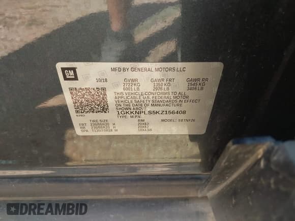 ✅ 2019 GMC Acadia Denali • VIN: 1GKKNPLS5KZ156408 • Lot: 43296780. Listed on IAAI with 83,923 mi. Free auction sales archive from the USA and detailed vehicle history report at DreamBid. Image 9.