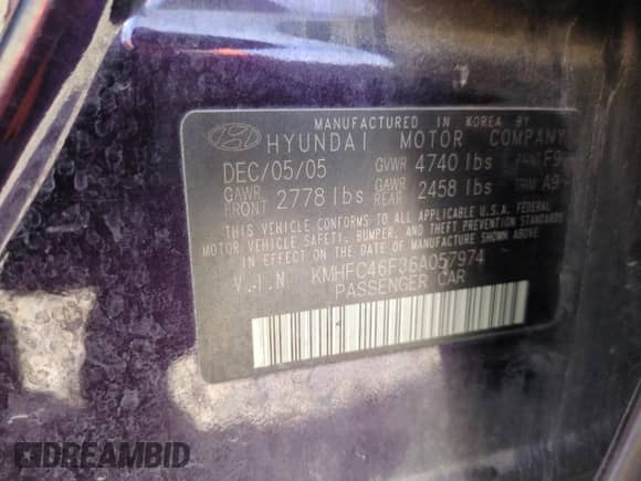 2006 Hyundai Azera SE с VIN KMHFC46F36A057974, выставлен на аукционе Copart как лот 52179905 с пробегом 142 391 миль миль и Списание • Salvage title. История ставок и продаж доступна на DreamBid. Изображение 12.